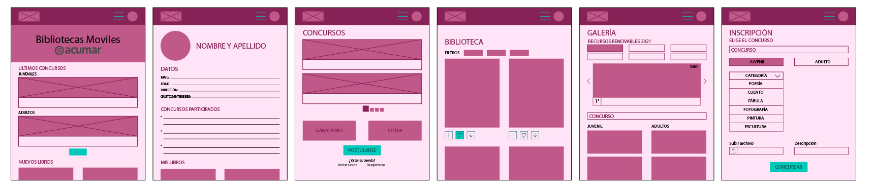 boceto de la webapp en dispositivo movil